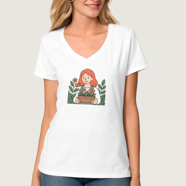 Camiseta Diseño mínimo de energía de la dama de planta (Anverso)