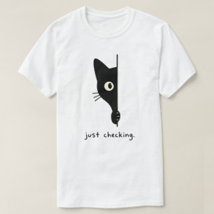 Camiseta Diseño Mínimo de Gato Curioso