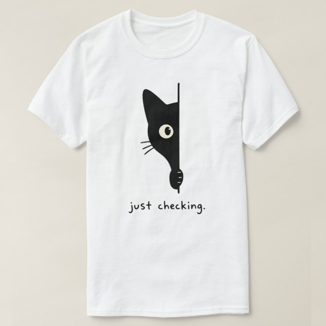Camiseta Diseño Mínimo de Gato Curioso (Diseño del anverso)