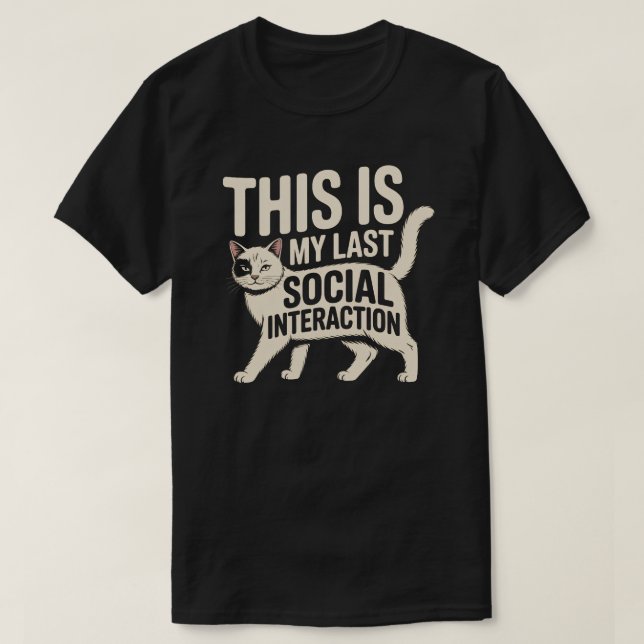 Camiseta Diseño Mínimo de Última Interacción Social de Gato (Diseño del anverso)