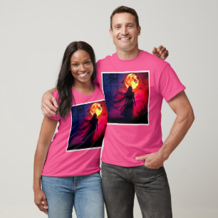 Camiseta Diseño misterioso de la sombra de la luna roja