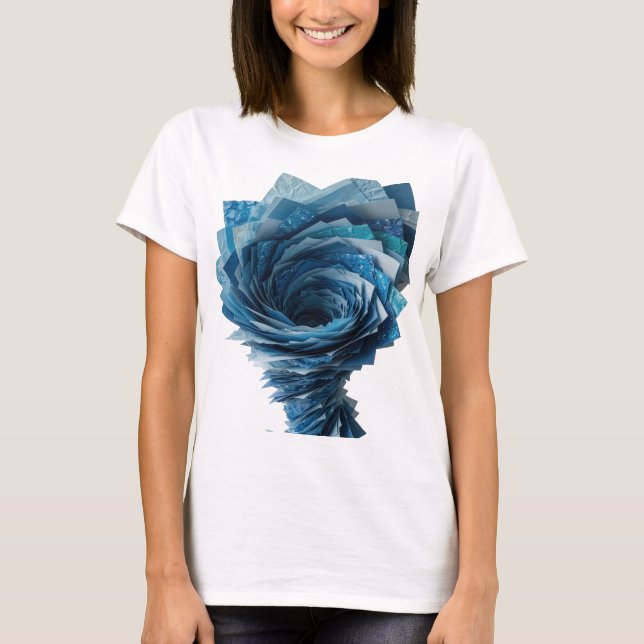 Camiseta Diseño moderno BLUE TORNADO de plata limpia (Anverso)