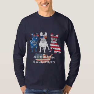 Camiseta Diseño moderno bulldoges estadounidenses de manga