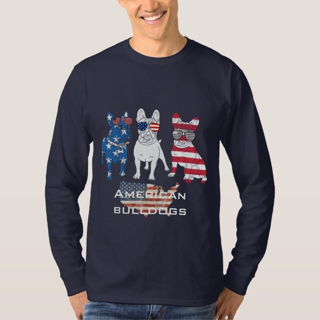 Camiseta Diseño moderno bulldoges estadounidenses de manga  (Anverso)