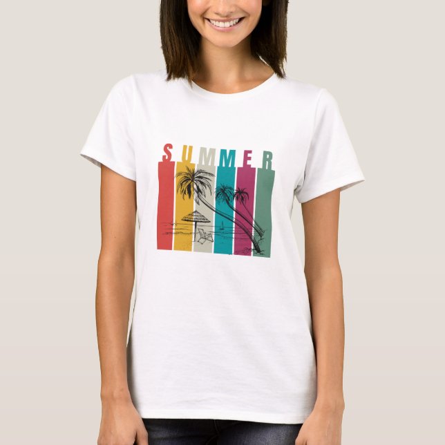 Camiseta Diseño Moderno de Verano Colorido (Anverso)