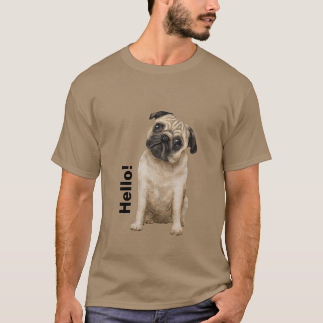 Camiseta Diseño moderno Hola Bulldog hombres beige (Anverso)