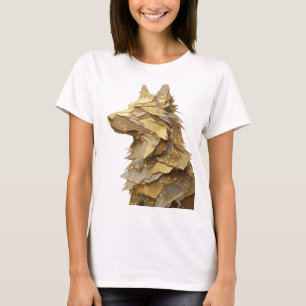 Camiseta Diseño moderno LOBO DORADO plateado en negrita