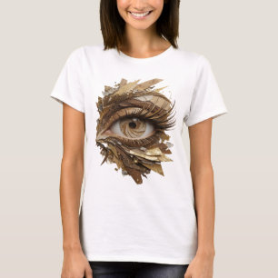 Camiseta Diseño moderno OJO DORADO de plata crujiente