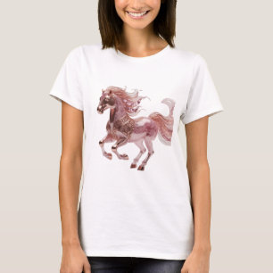 Camiseta Diseño moderno ROSE GOLD PINK HORSE Plata Ocurrent