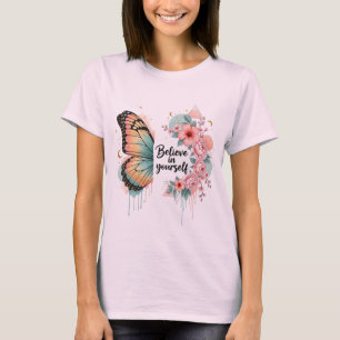 Camiseta Diseño Motivacional Cree en Ti Mismo - Teal Ora