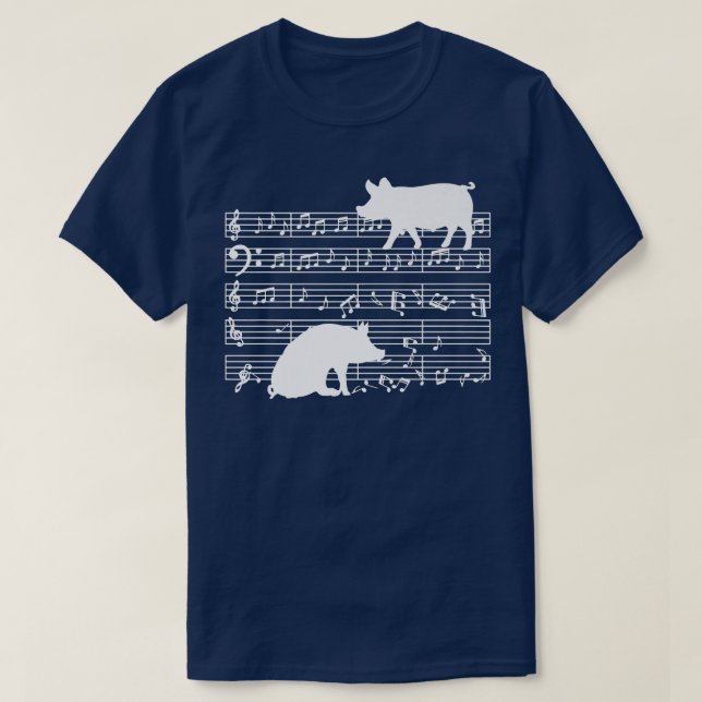 Camiseta Diseño musical de hojas de música con notas sobre  (Diseño del anverso)