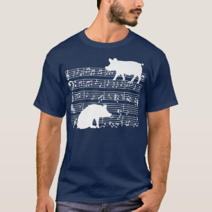 Camiseta Diseño musical de hojas de música con notas sobre
