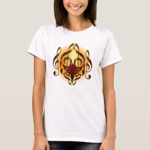 Camiseta Diseño Naranja de música y corazones