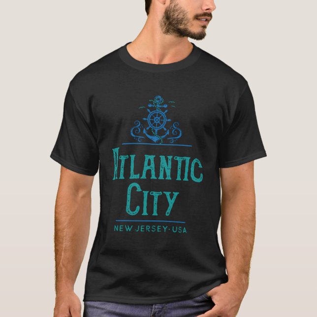 Camiseta Diseño Náutico de la Ciudad del Atlántico Nueva Je (Anverso)