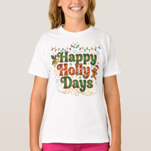 Camiseta Diseño Navideño Caprichoso con Pan de Jengibre y N