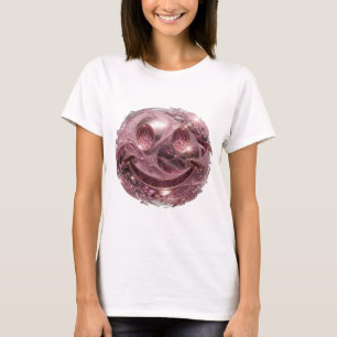 Camiseta Diseño Negrita Cara Feliz Plateada Impactante