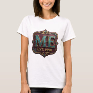Camiseta Diseño Negrita ME EST 1990 de Oro que Llama la Ate