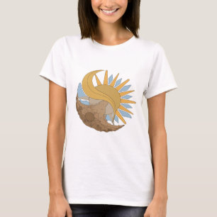 Camiseta Diseño Negrita Sol y Luna Plateado Brillante