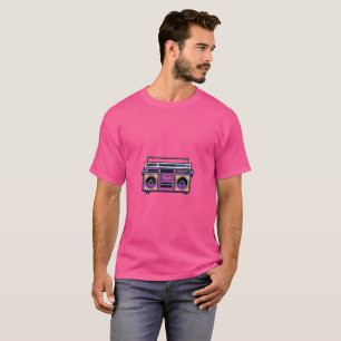 Camiseta Diseño Neon Boombox Retro 80   Pop Art Music Love