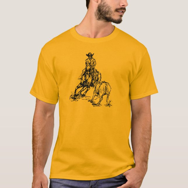Camiseta Diseño occidental del bosquejo del caballo del (Anverso)