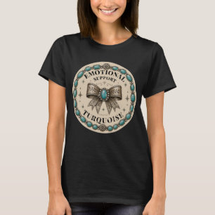 Camiseta Diseño Occidental Turquesa de Apoyo Emocional