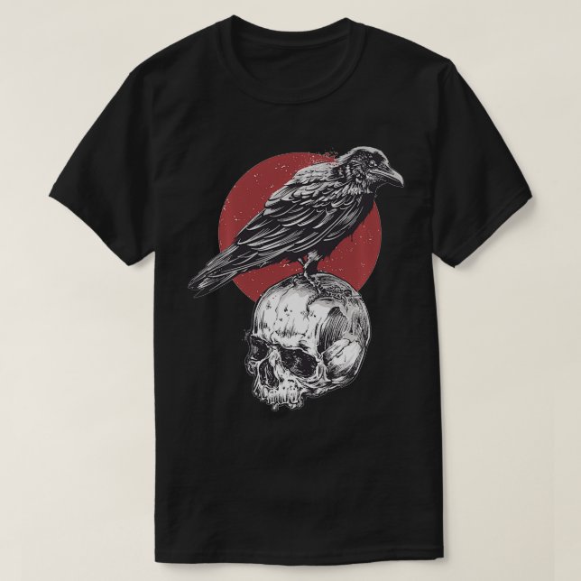Camiseta Diseño oculto de gótico negro, blanco y rojo Skull (Diseño del anverso)