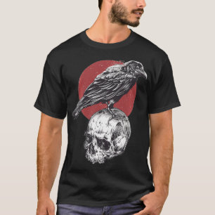 Camiseta Diseño oculto de gótico negro, blanco y rojo Skull