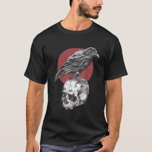 Camiseta Diseño oculto de gótico rojo blanco negro Skull Ra