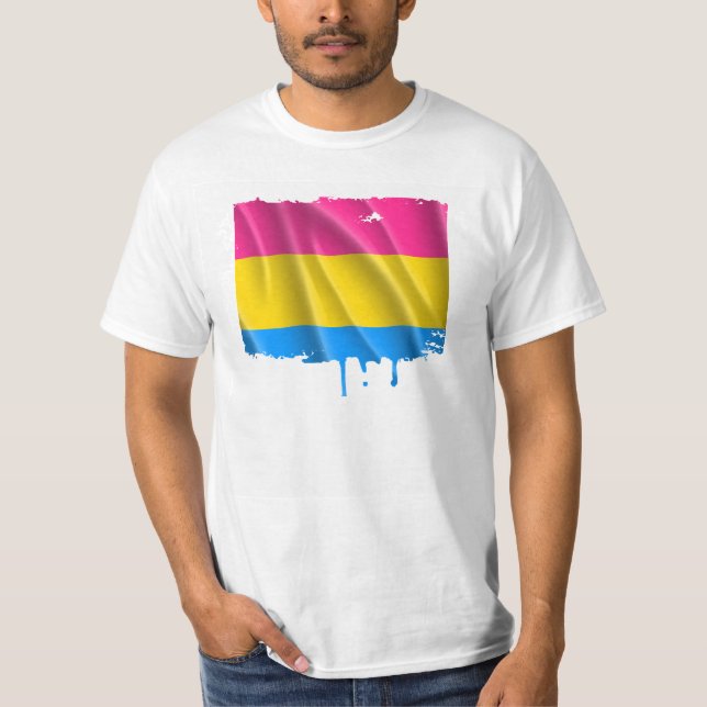 CAMISETA DISEÑO ONDULADO DE LA BANDERA PANSEXUAL DEL (Anverso)