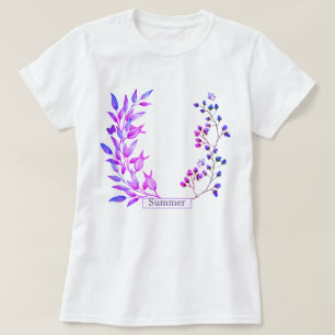 Camiseta Diseño original de flores y ramas púrpuras