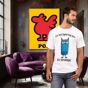 Camiseta Diseño Original de Humor Gato Azul Divertido