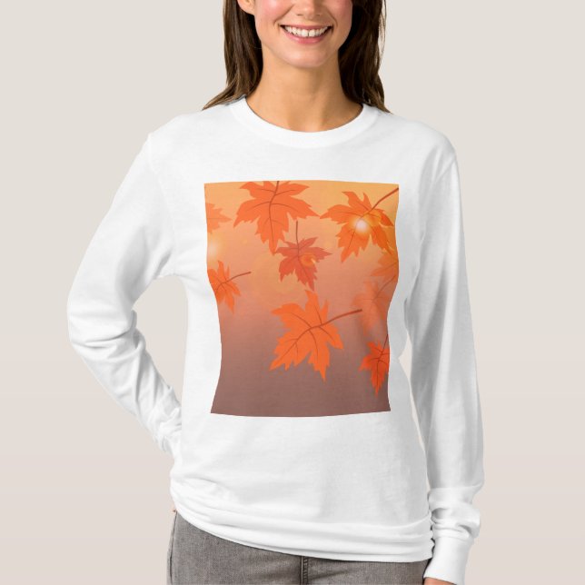 Camiseta Diseño otoñal con hojas de arce y efecto bokeh (Anverso)