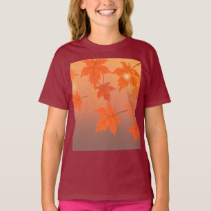 Camiseta Diseño otoñal con hojas de arce y efecto bokeh