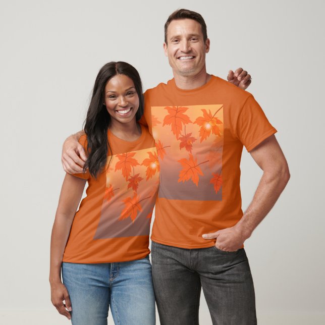 Camiseta Diseño otoñal con hojas de arce y efecto bokeh (Unisexo)