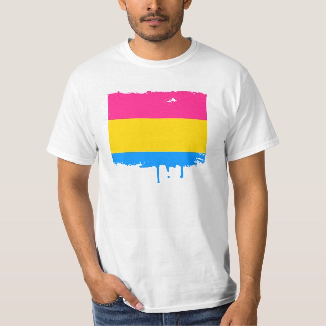 CAMISETA DISEÑO PANSEXUAL DE LAS RAYAS DEL ORGULLO (Anverso)