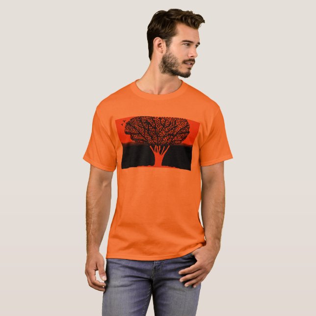 Camiseta diseño para hombre del árbol anaranjado de la (Anverso completo)