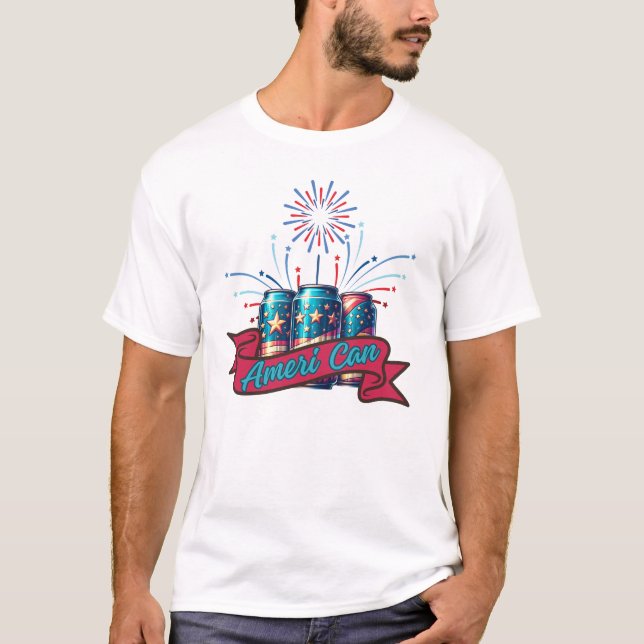 Camiseta Diseño patriótico americano con cantes de cerveza (Anverso)