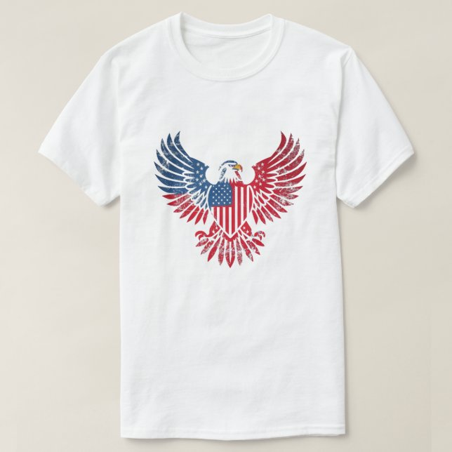 Camiseta Diseño patriótico con águila calva y bandera estad (Diseño del anverso)