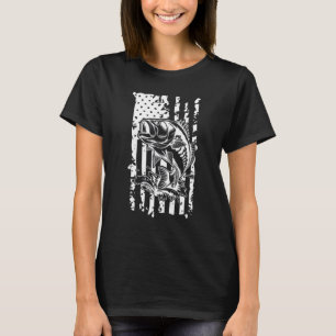 Camiseta Diseño Patriótico de Pesca de Lubina con Bandera D