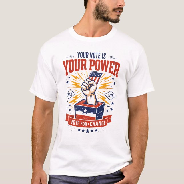 Camiseta Diseño Patriótico Tu Voto Es Tu Poder (Anverso)