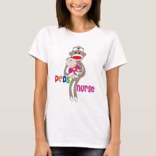 Camiseta Diseño pediátrico del mono del calcetín de la