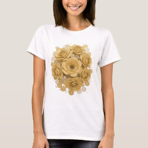 Camiseta Diseño personalizado Chic Gray ROSAS DORADAS