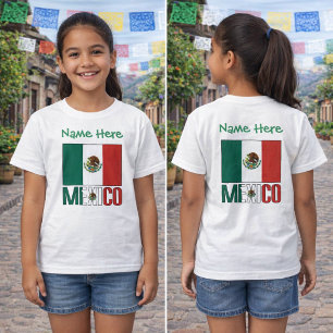 Camiseta Diseño Personalizado de Nombre con Bandera de Méxi