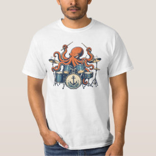 Camiseta Diseño personalizado de pulpo baterista