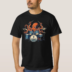 Camiseta Diseño personalizado de pulpo baterista