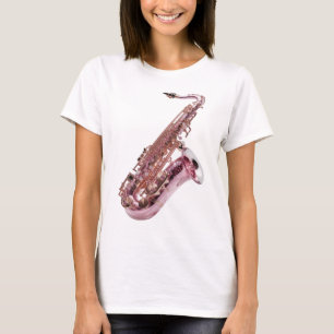 Camiseta Diseño personalizado de SAXOFÓN ROSA plateado de m
