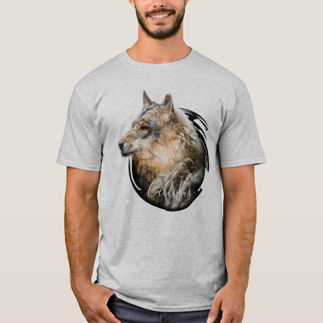 Camiseta Diseño personalizado del lobo del bosque (Anverso)
