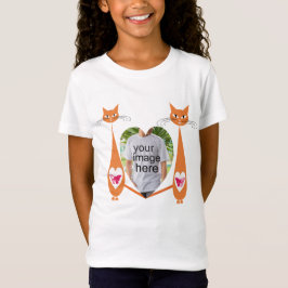 Camiseta Diseño personalizado editable Cat Love Heart