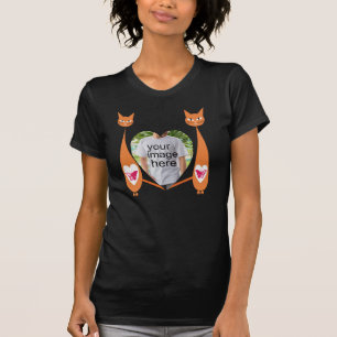 Camiseta Diseño personalizado editable Cat Love Heart