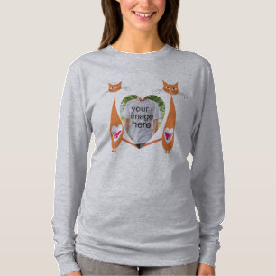 Camiseta Diseño personalizado editable Cat Love Heart